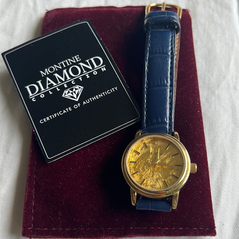 Montine Ladies 24K Gold Leaf Diamonds Quartz Watch